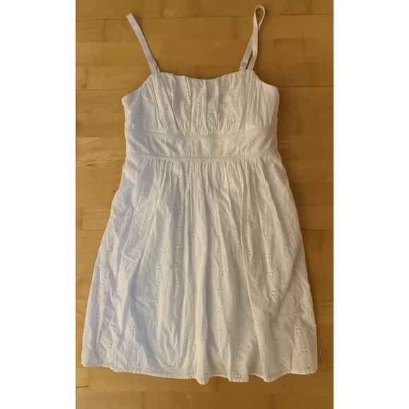 VTG MAURICES white Eyelet Mini Babydoll Dress 14 - Picture 1 of 5